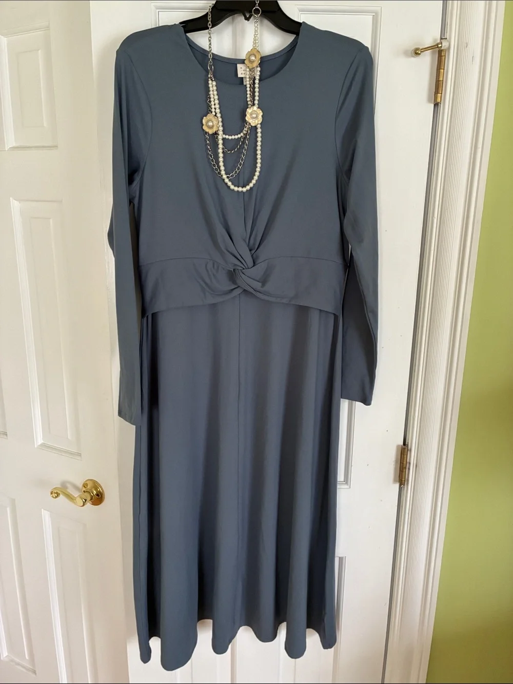 a new day Slate Blue Long Sleeve Twist-Front Maxi Dress